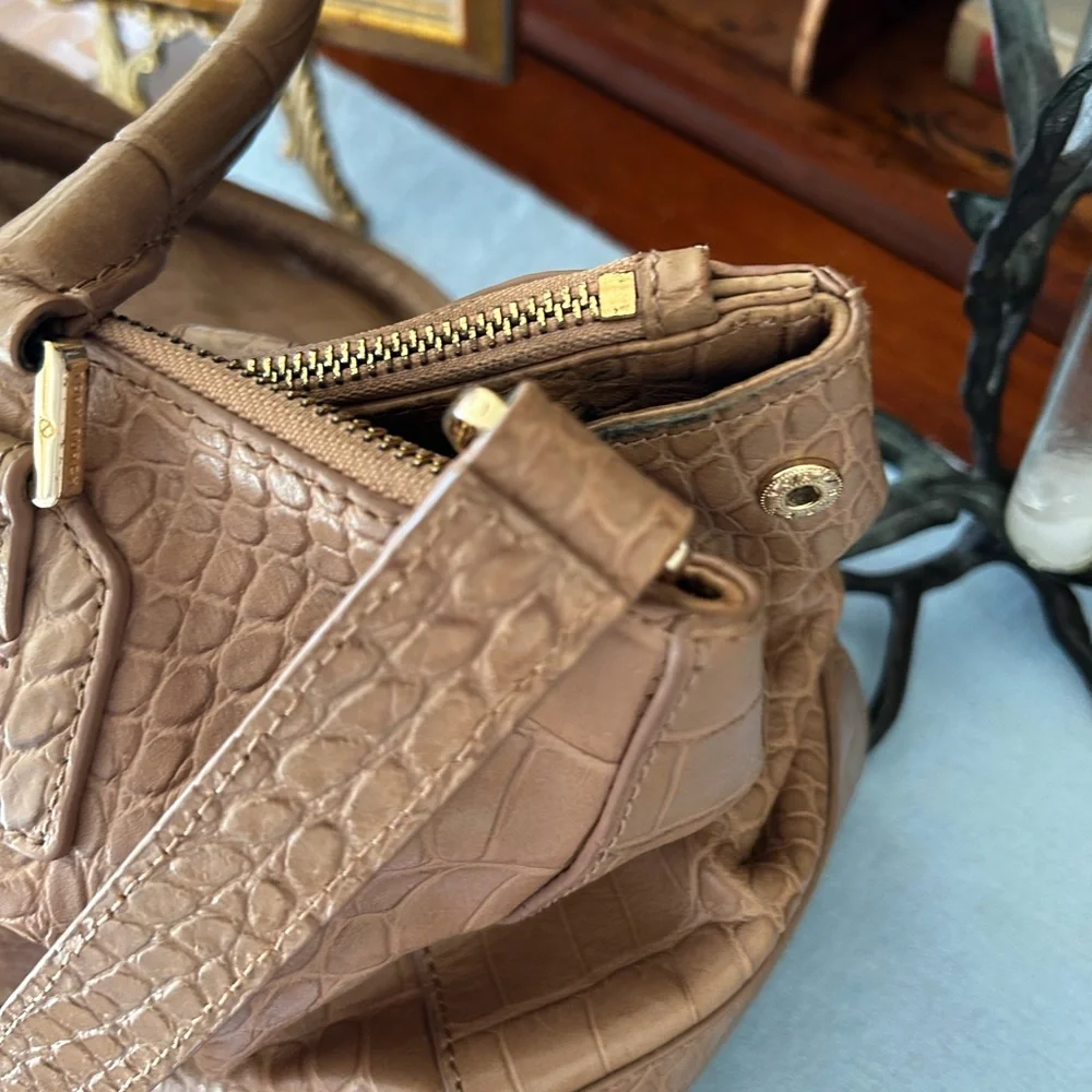 Tory Burch Brown Croc-Embossed Handbag